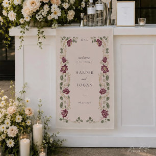 Bannière de bienvenue de mariage en tissu floral B