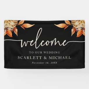 Bannière de bienvenue de mariage noir