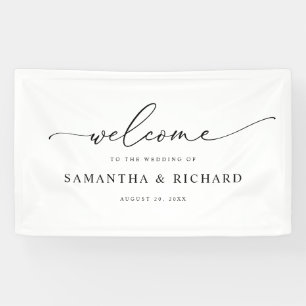 Bannière de bienvenue de Mariage noir et blanc de 