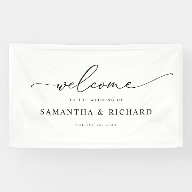 Bannière de bienvenue de Mariage noir et blanc de  (Horizontal)