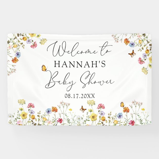 Bannière de bienvenue du Baby shower botanique fle (Horizontal)