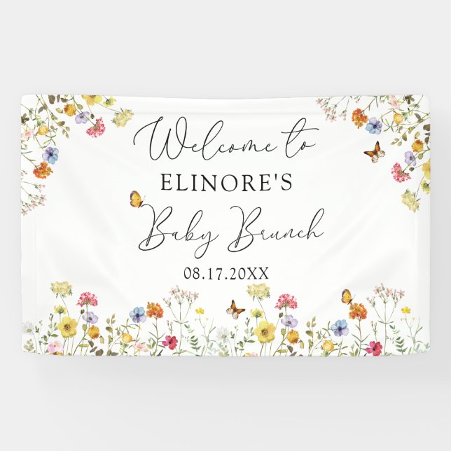 Bannière de bienvenue du Baby shower botanique fle (Horizontal)