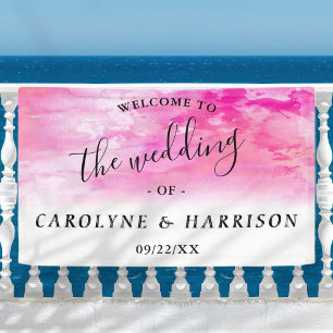 Bannière de bienvenue du Mariage d'aquarelle Ombre