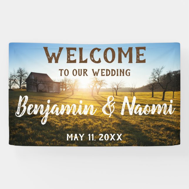 Bannière de bienvenue du Mariage du coucher de sol (Horizontal)