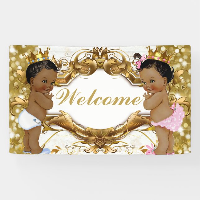 Bannière de bienvenue en or Prince & Princesse d'A (Horizontal)