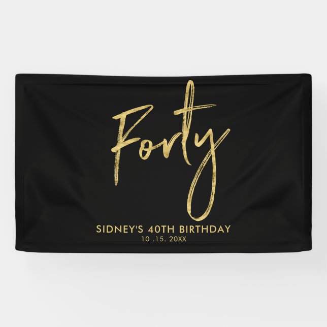 Bannière de bienvenue Gold & Black 40th Birthday P (Horizontal)