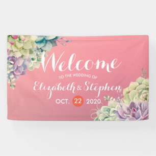 Bannière de bienvenue mariage Aquarelle Plantes su