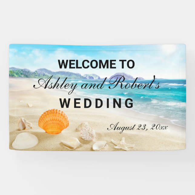 Bannière de bienvenue personnalisée de mariage sur (Horizontal)