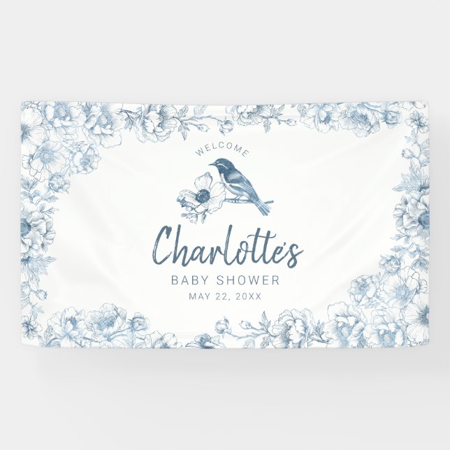 Bannière de bienvenue pour Baby Shower Dusty Blue  (Horizontal)
