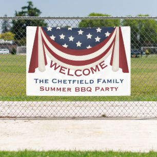 Bannière de bienvenue pour BBQ d'été patriotique