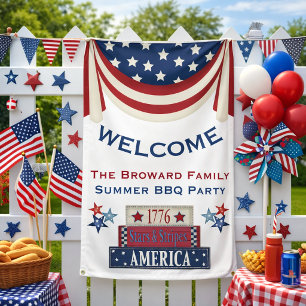 Bannière de bienvenue pour BBQ d'été patriotique