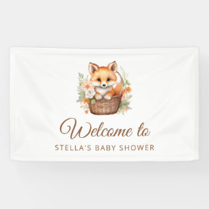 Bannière de bienvenue pour bébé renard de la forêt