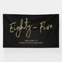 Bannière de bienvenue pour les 85 ans Black & Gold