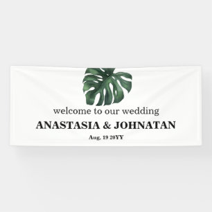 Bannière de bienvenue pour Mariage de feuille Mons