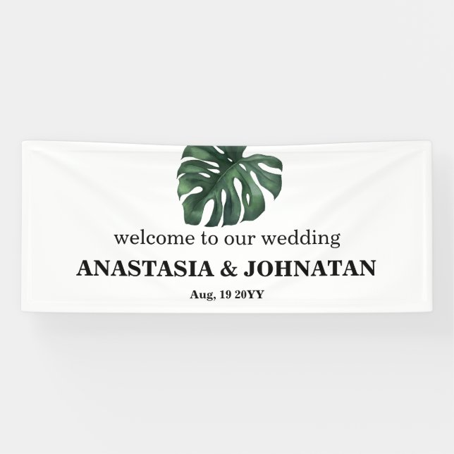 Bannière de bienvenue pour Mariage de feuille Mons (Horizontal)