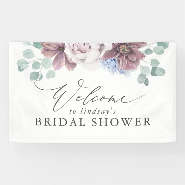 Bannière de bienvenue pour mariée florale Mauve /  (Horizontal)
