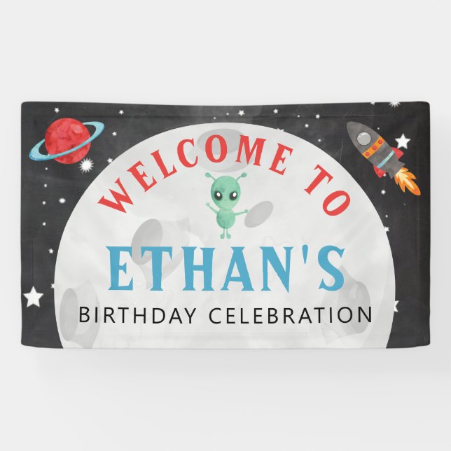 Bannière de bienvenue Vinyl pour l'anniversaire de (Horizontal)