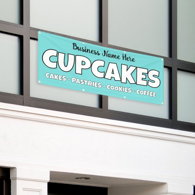 Bannière de boulangerie personnalisée Cupcakes (Bâtiment extérieur)
