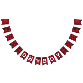 Bannière de Bunting Baby shower Plaid Oh Garçon