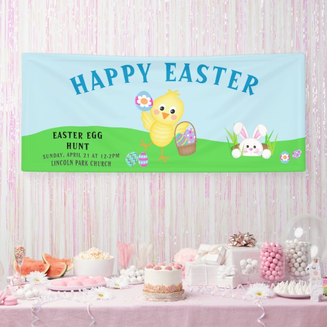 Bannière de chasse aux oeufs de Pâques de lapin mi (Fête)