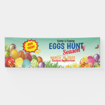 Bannière de chasse aux oeufs pour la fête de Pâque