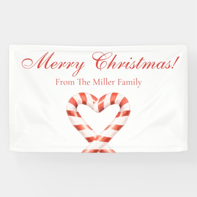 Bannière de coeur de Sucre de canne de Noël person (Horizontal)