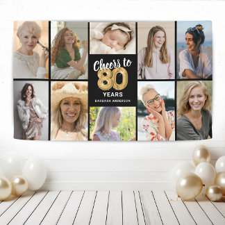 Bannière de collage photo personnalisée pour 80e a