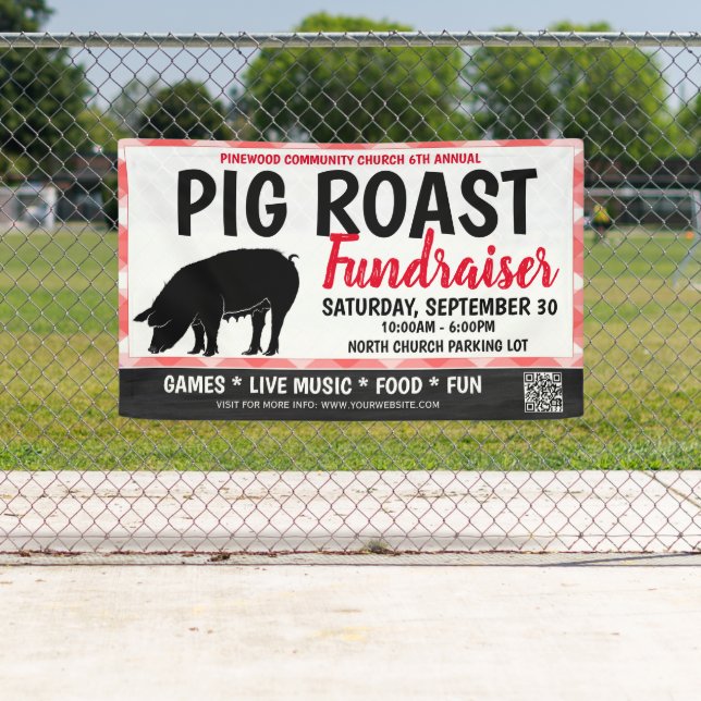 Bannière de collecte de fonds pour le rôti de porc (En situation)