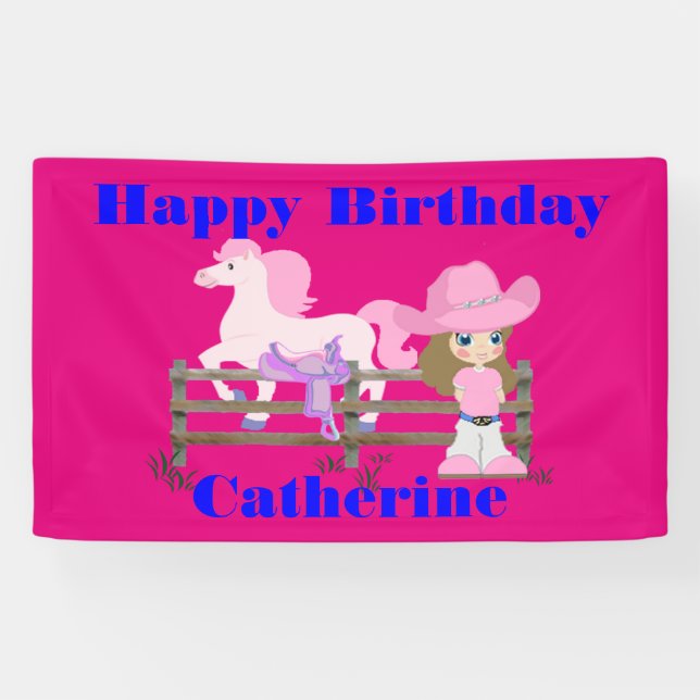 Bannière de cow-girl de joyeux anniversaire (Horizontal)
