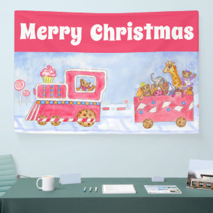 Bannière de décoration de fête de train de Noël