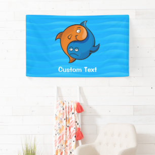 Bannière de dessin de poisson Yin Yang