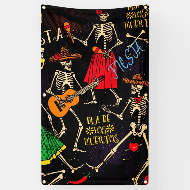 Bannière de DIA DE LOS MUERTOS AVEC des CANONS (Vertical)