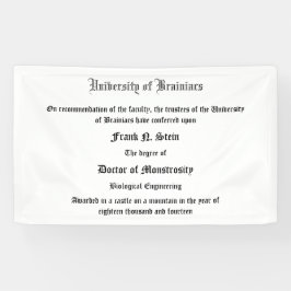 Bannière de diplôme de Dr. Frank N. Stein