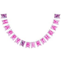 Bannière de fanion licorne rose pour anniversaire