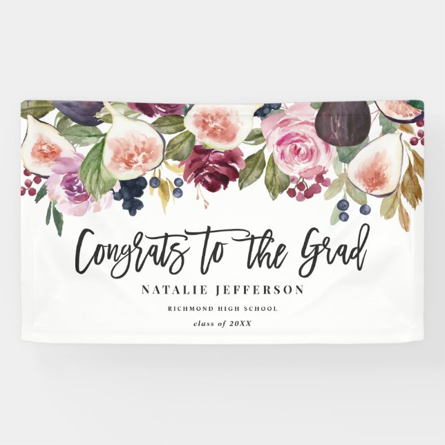 Bannière de félicitations pour diplômé floral d'aq (Horizontal)