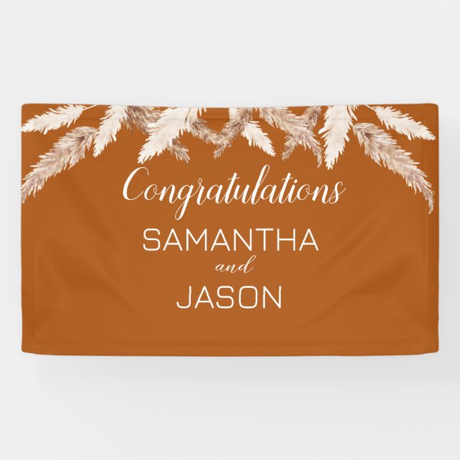 Bannière de félicitations pour Mariage orange brûl (Horizontal)