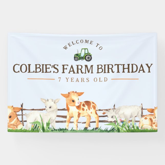 Bannière de fête agricole - Animaux de ferme de zo (Horizontal)