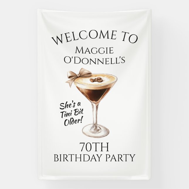 Bannière de fête d'anniversaire 70 ans Espresso Ma (Verticale)