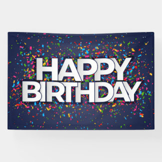 Bannière de fête d'anniversaire avec fond bleu