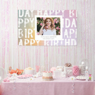 Bannière de fête d'anniversaire avec photo ombrée 
