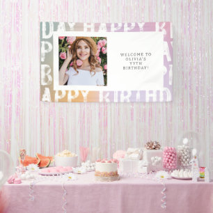 Bannière de fête d'anniversaire avec photo ombrée 