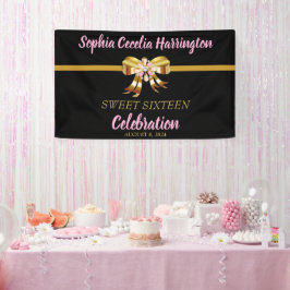 Bannière de fête d'anniversaire Chic Gold Ribbon