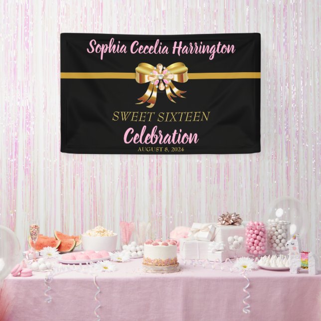 Bannière de fête d'anniversaire Chic Gold Ribbon (Fête)