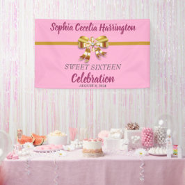 Bannière de fête d'anniversaire Chic Gold Ribbon