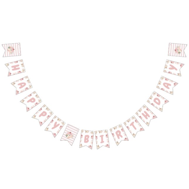 Bannière de fête d'anniversaire Citrouille rose (Tout)