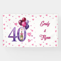 Bannière de fête d'anniversaire de mariage de 40 a