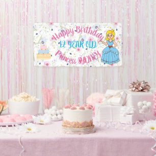 Bannière de fête d'anniversaire de princesse