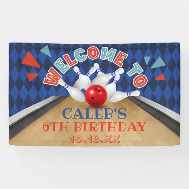 Bannière de fête d'anniversaire de quille de rayur (Horizontal)