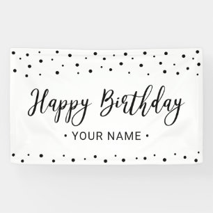 Bannière de fête d'anniversaire en noir et blanc m
