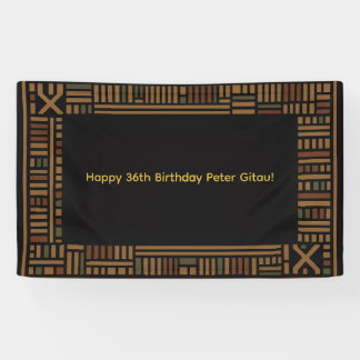 Bannière de fête d'anniversaire en or africain Ken
